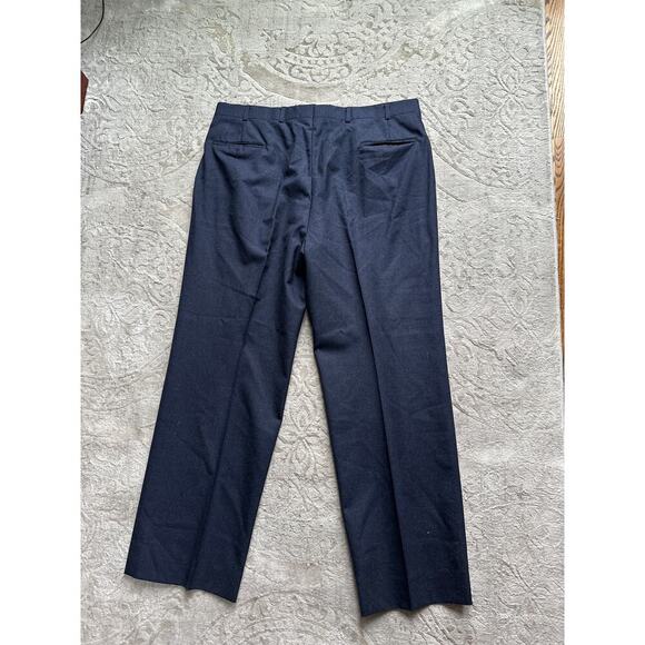 Burberry Men's Trousers 38x30 Pleated Wool Dress Pants Navy Suit Separate - Picture 2 of 6